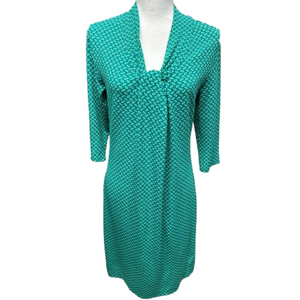 Leota Woman’s Midi Green, Blue and White  Geometric Dress Size M
